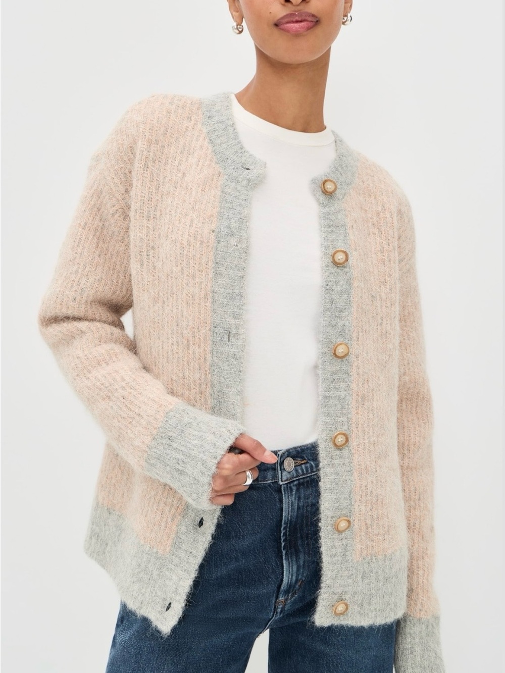 Favorite Daughter NWT The Rio Alpaca Blend Cardigan Rose Dust Light Grey Small